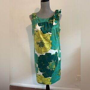Floral Sleeveless Dress in Green and Yellow